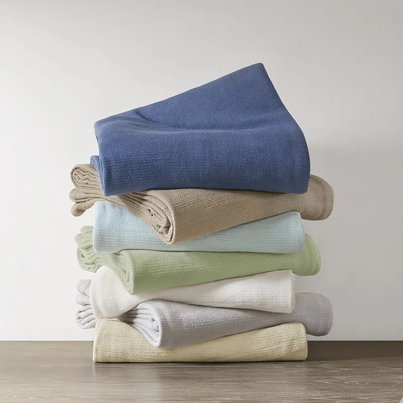 Madison Park Freshspun Basketweave Cotton Blanket
