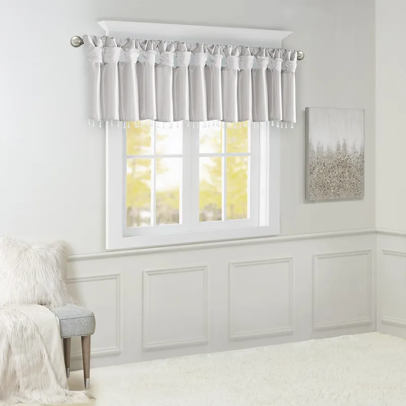 Madison Park Emilia Lightweight Faux Silk Valance With Beads