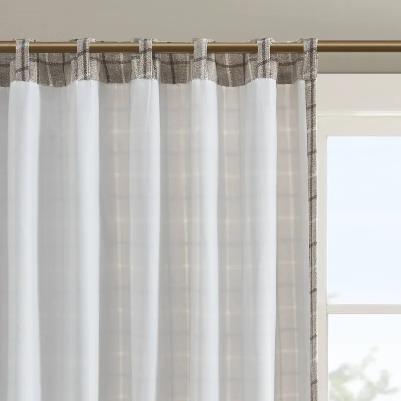 Anaheim Plaid Rod Pocket and Back Tab Curtain Panel with Fleece Lining - Brown