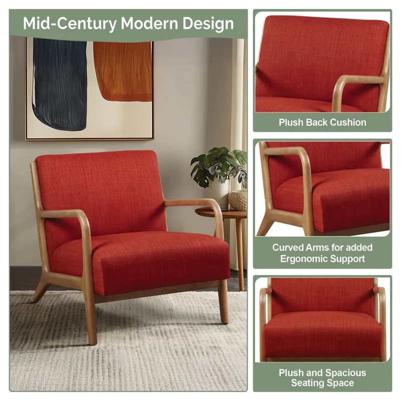 Novak Mid-Century Modern Accent Armchair - Spice