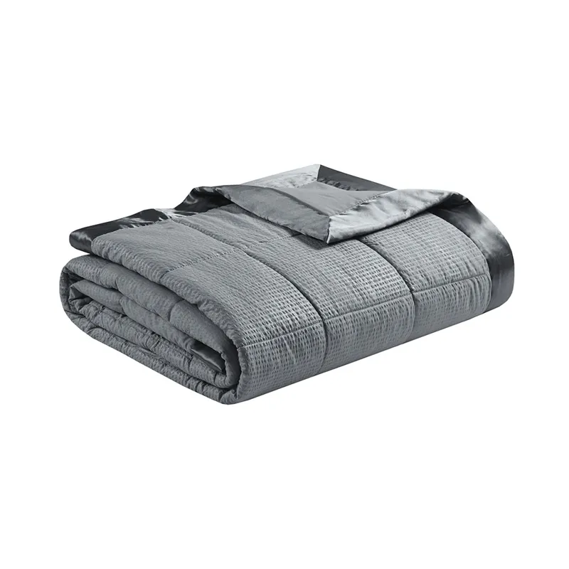 Cambria King Oversized Down Alternative Blanket with Satin Trim - Charcoal