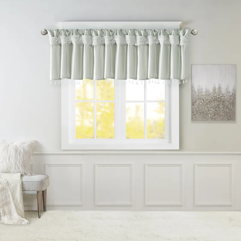 Madison Park Emilia Lightweight Faux Silk Valance With Beads