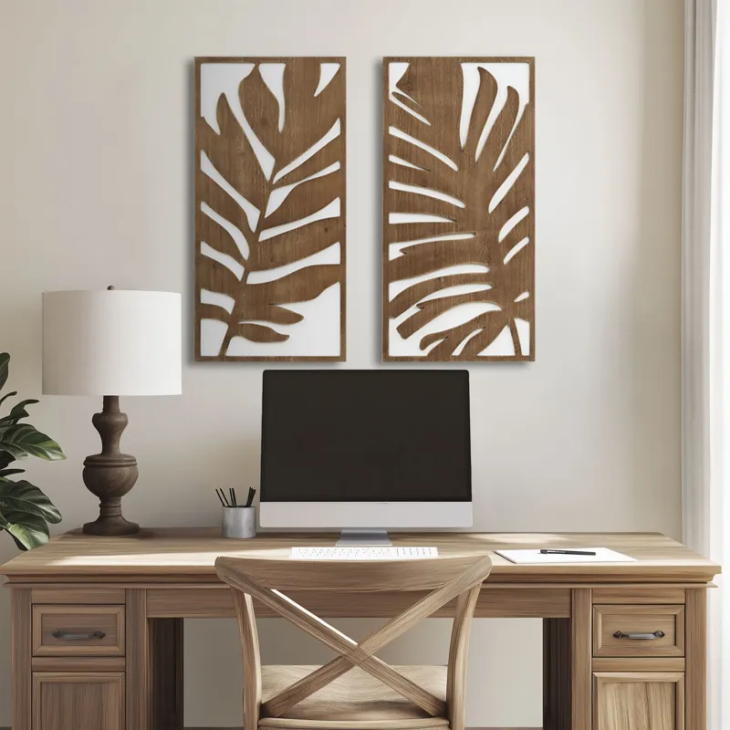 Madison Park Birch Botanical Two-tone Wood Panel Wall Décor Set
