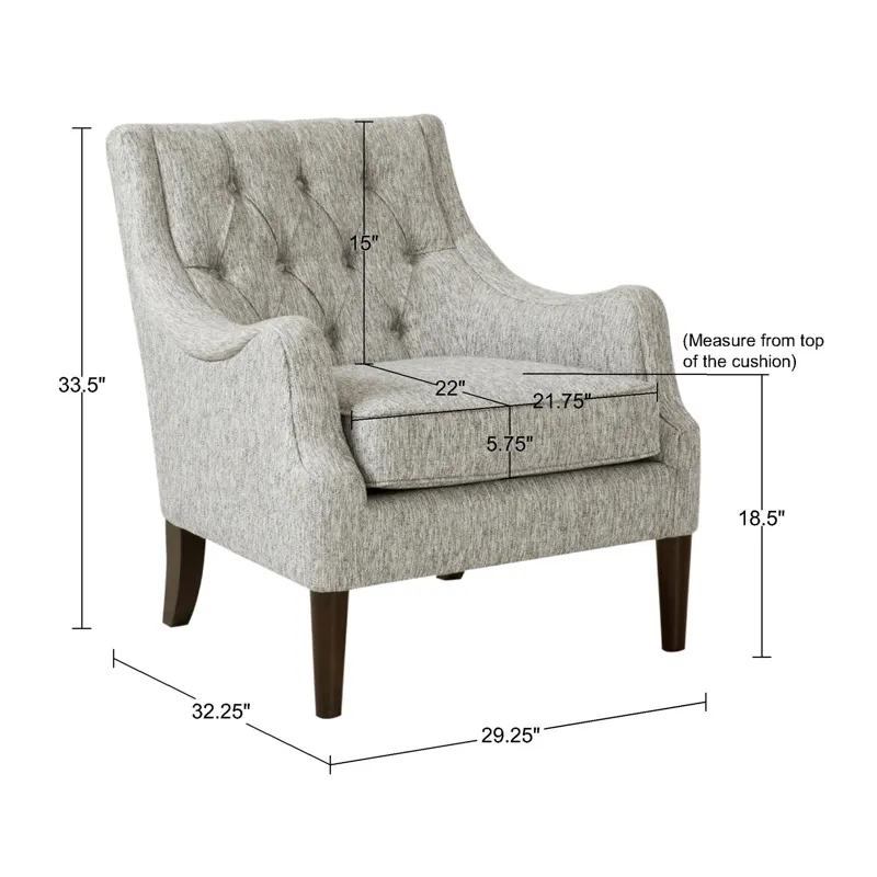 Qwen Button Tufted Accent Chair - Grey