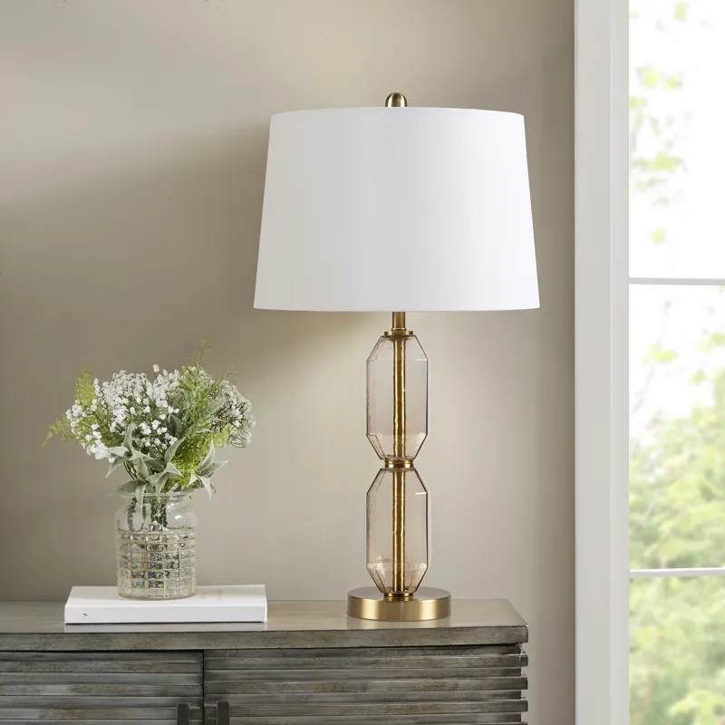 Zirconia Faceted Brown Glass Table Lamp - Brown