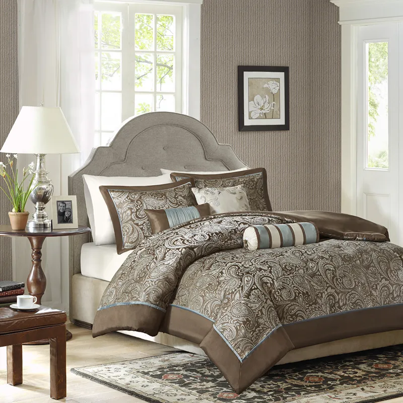 Aubrey Full/Queen 6 Piece Duvet Cover Set - Blue/Brown