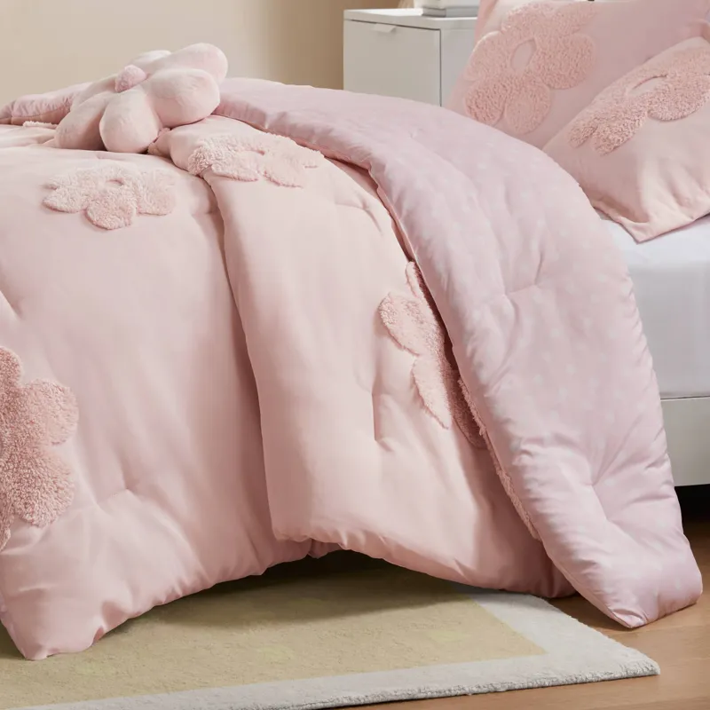 Urban Habitat Kids Gracie Floral Reversible Tufted Chenille Comforter Set with Flower Throw Pillow