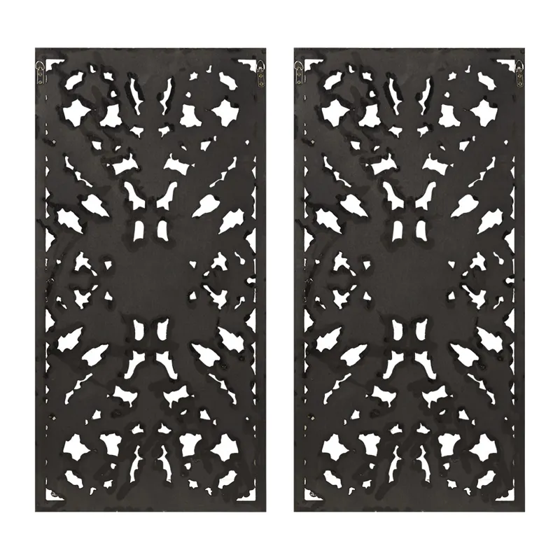 Madison Park Botanical Panel Distressed Carved Wood 2-piece Wall Decor Set