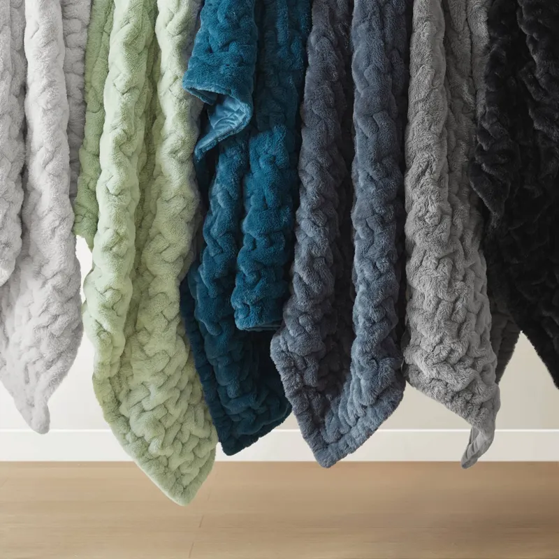 Madison Park Ruched Fur Throw
