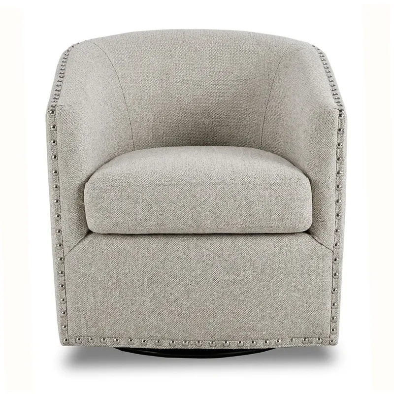 Madison Park Tyler Upholstered Swivel Barrel Chair with Nailheads