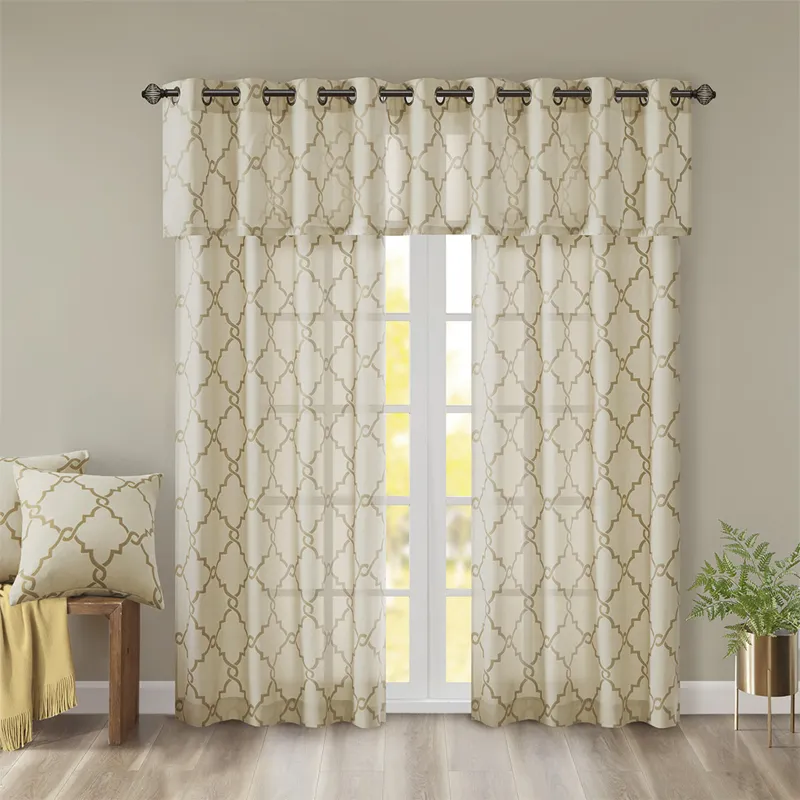 Madison Park Saratoga Fretwork Print Grommet Top Window Valance