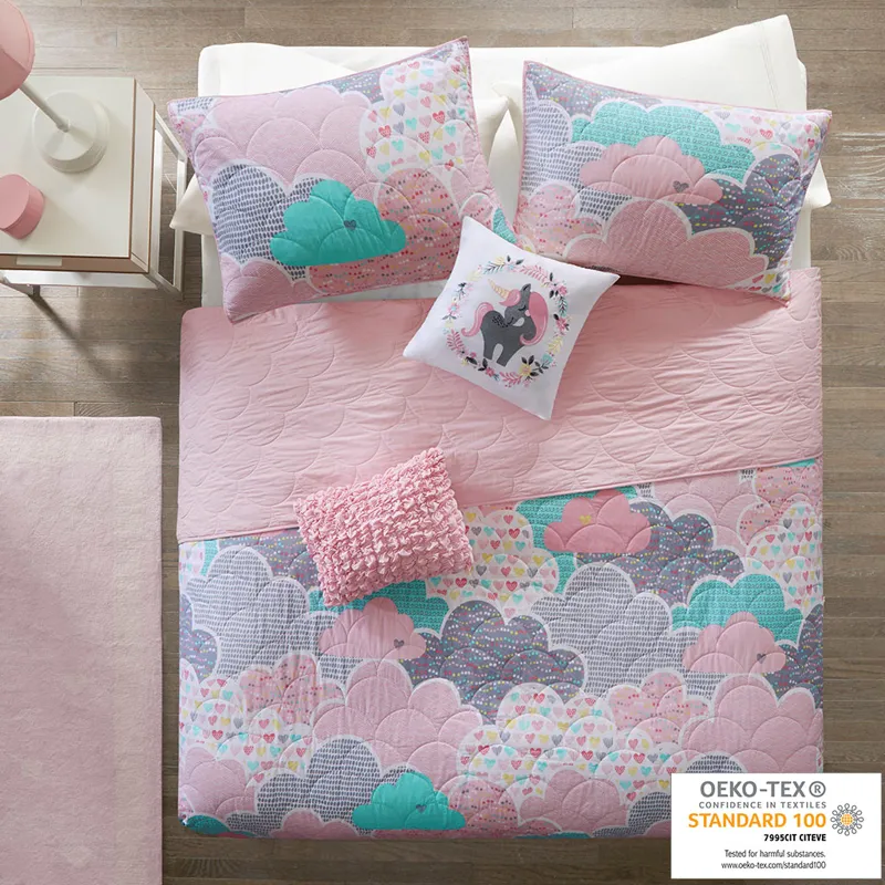 Urban Habitat Kids Cloud  Reversible Cotton Quilt Set with Throw Pillows