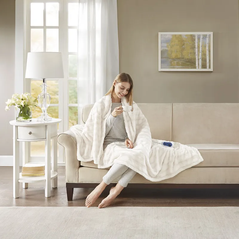 Beautyrest Heated Duke Faux Fur Heated Throw