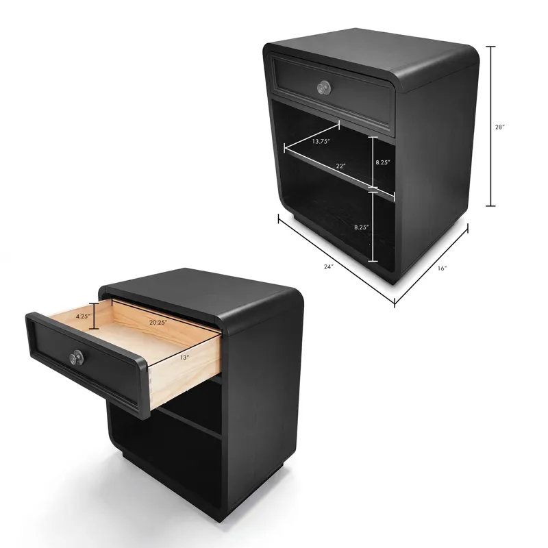 Chapel Hill Deco Nightstand - Black Satin
