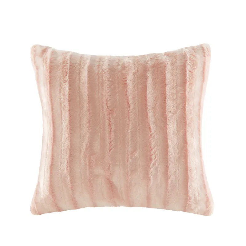 Duke Faux Fur Square Pillow - Blush