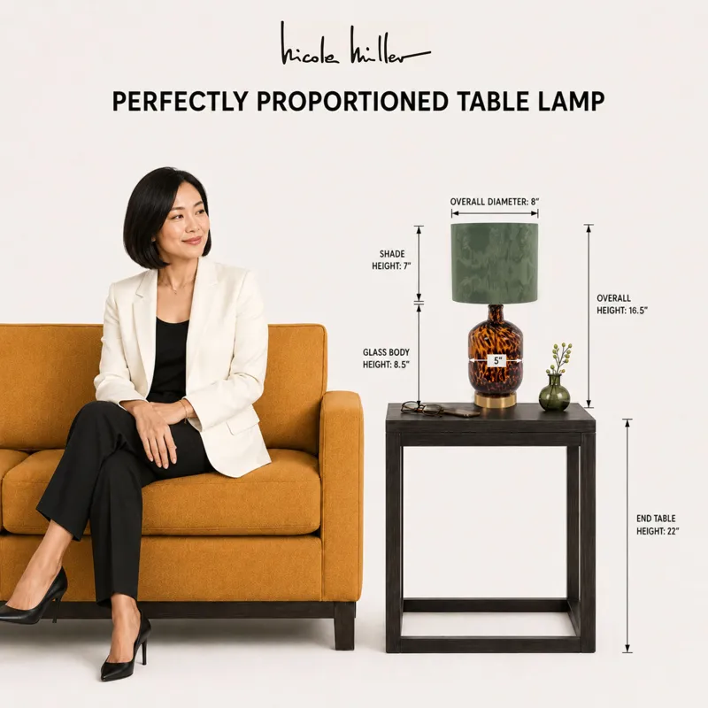 Nicole Miller Roux Midi Leopard Glass Table Lamp