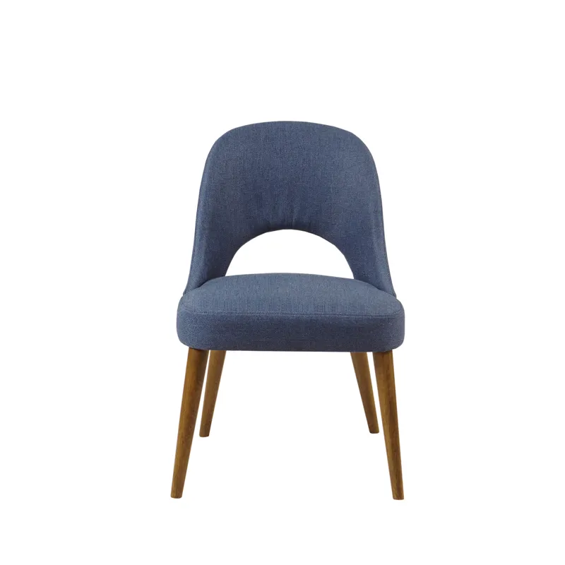 Nola Upholstered Dining Side Chairs with Cutout Back design (Set of 2) - Navy