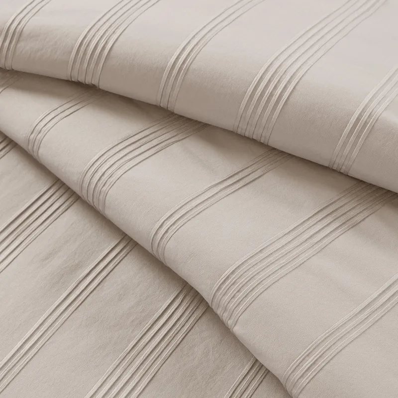 Super Listing Logan Striped Reversible Pintuck Pleated Comforter Set