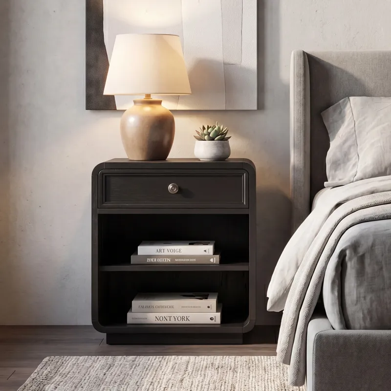 Chapel Hill Deco Nightstand - Black Satin