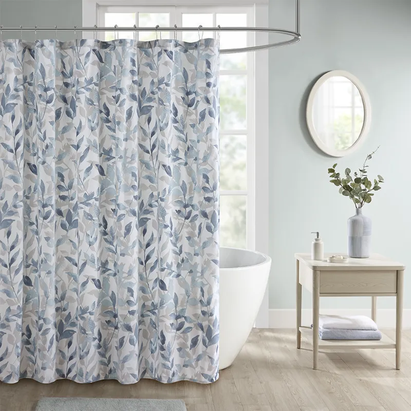 Madison Park Essentials Sofia Botanical Printed Shower Curtain - Blue