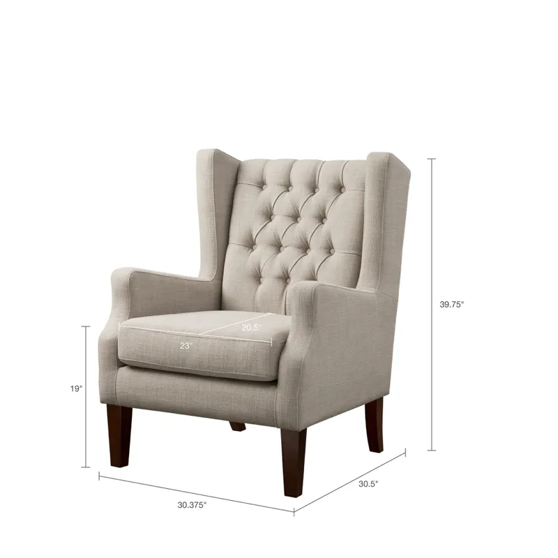 Maxwell Button Tufted Wing Chair - Linen