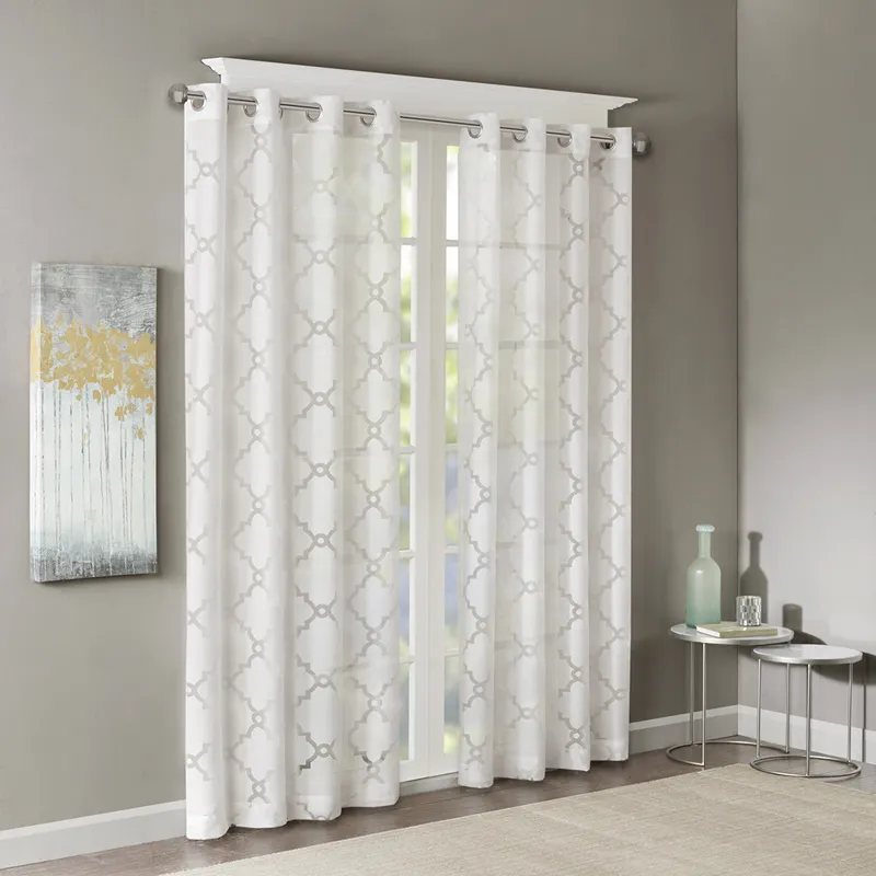 Madison Park Eden Fretwork Burnout Sheer Curtain Panel