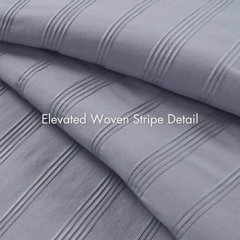 Super Listing Logan Striped Reversible Pintuck Pleated Comforter Set