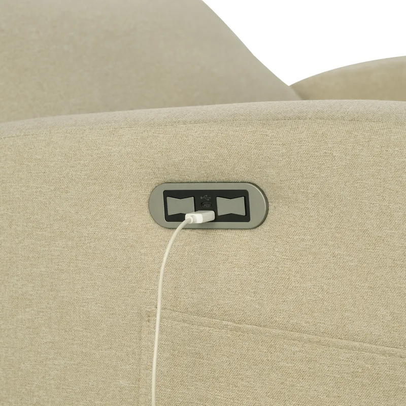 Dakota Power Recliner 3-in-1 with Swivel, Glider, USB Ports - Beige