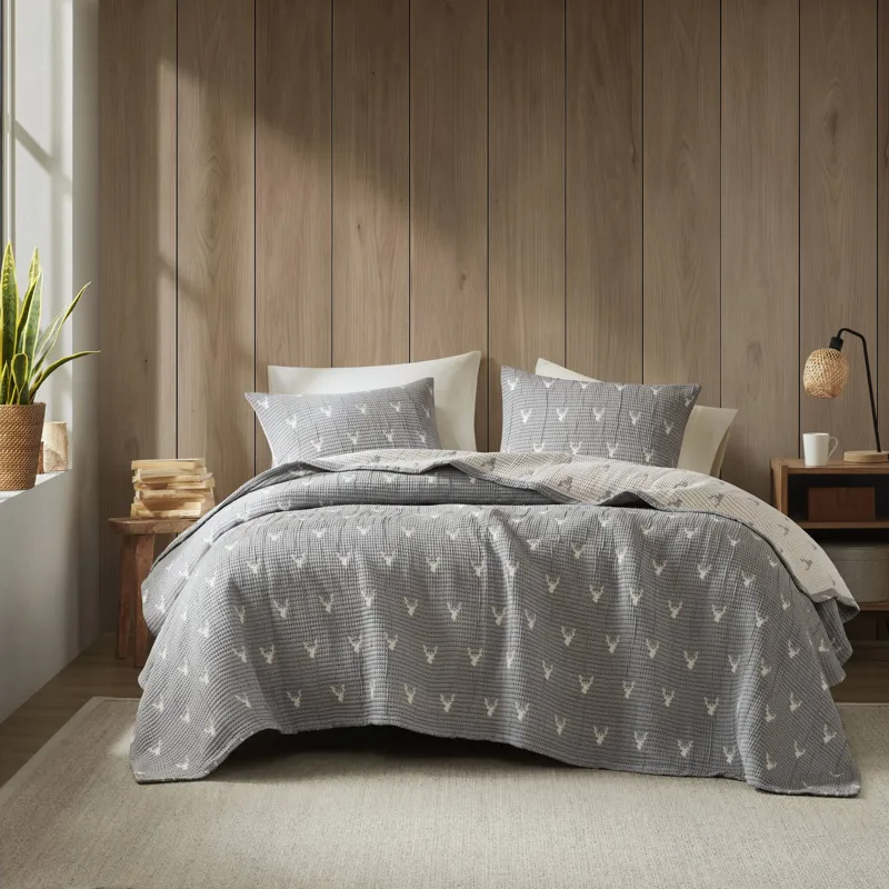 Keystone Full/Queen Coverlet Set - Grey