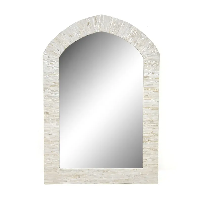 Nicole Miller Serein 24X36 Handcrafted MOP Arch Wall Mirror - Ivory
