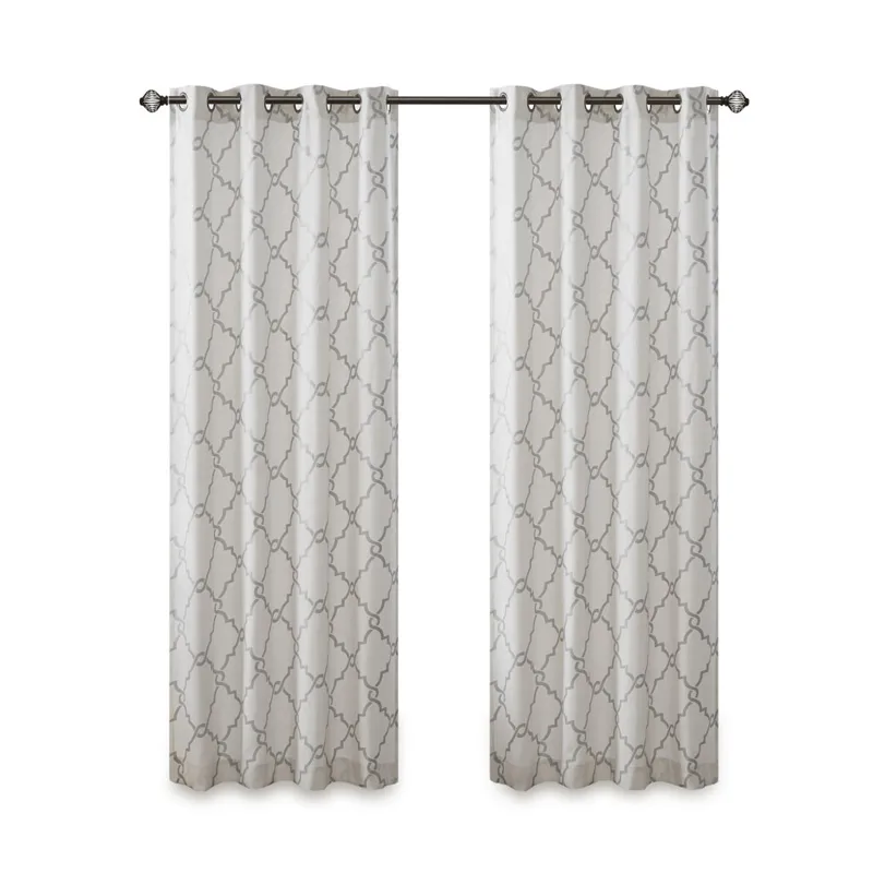 Madison Park Saratoga Fretwork Print Grommet Top Window Curtain Panel