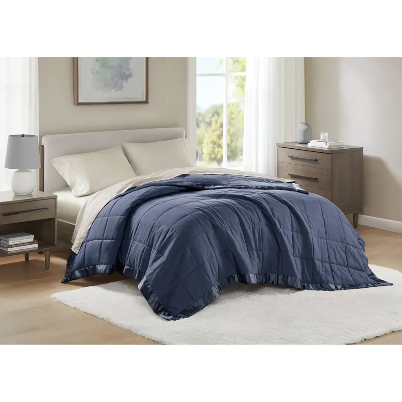 Madison Park Windom Lightweight Down Alternative Blanket with Satin Trim