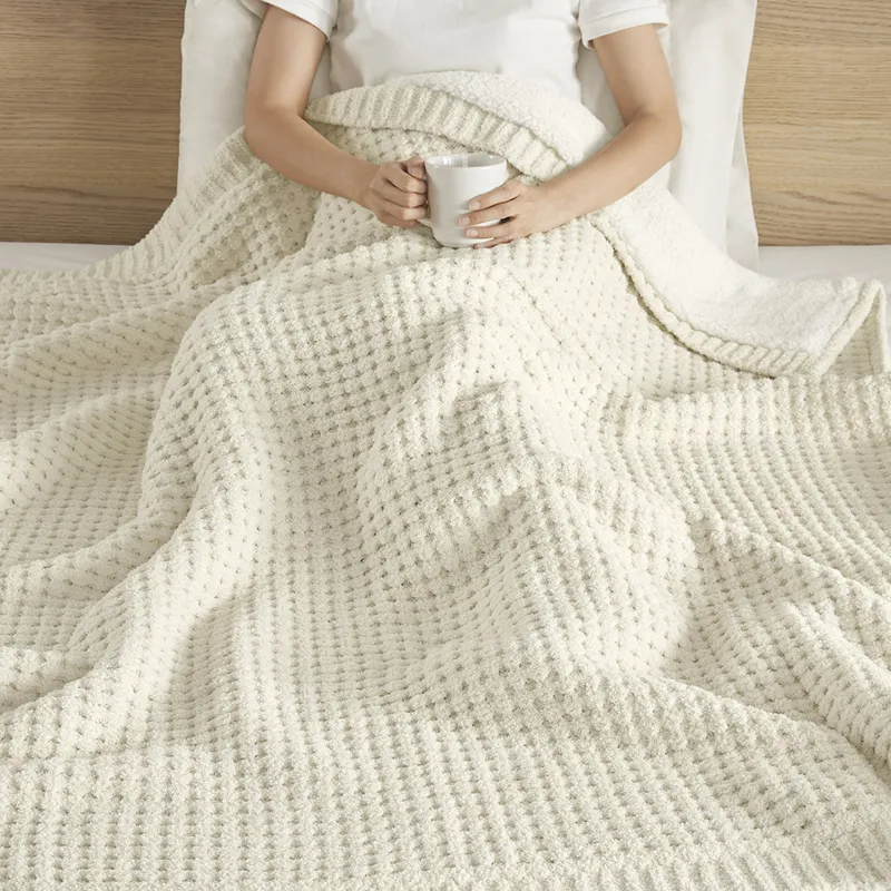 Madison Park Rowan Waffle Knit Chenille Throw