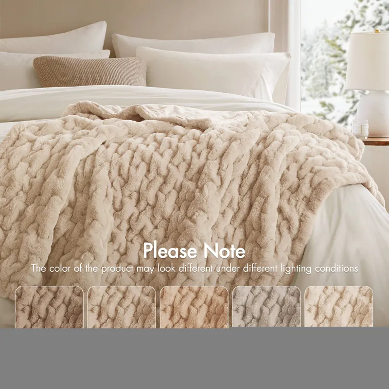 Madison Park Ruched Fur Throw