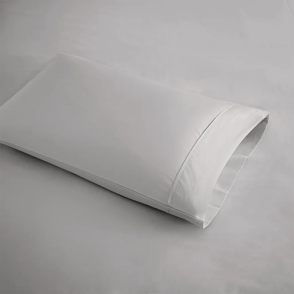 600 Thread Count Queen Cooling Cotton Blend 4 PC Sheet Set - Grey - Image 2
