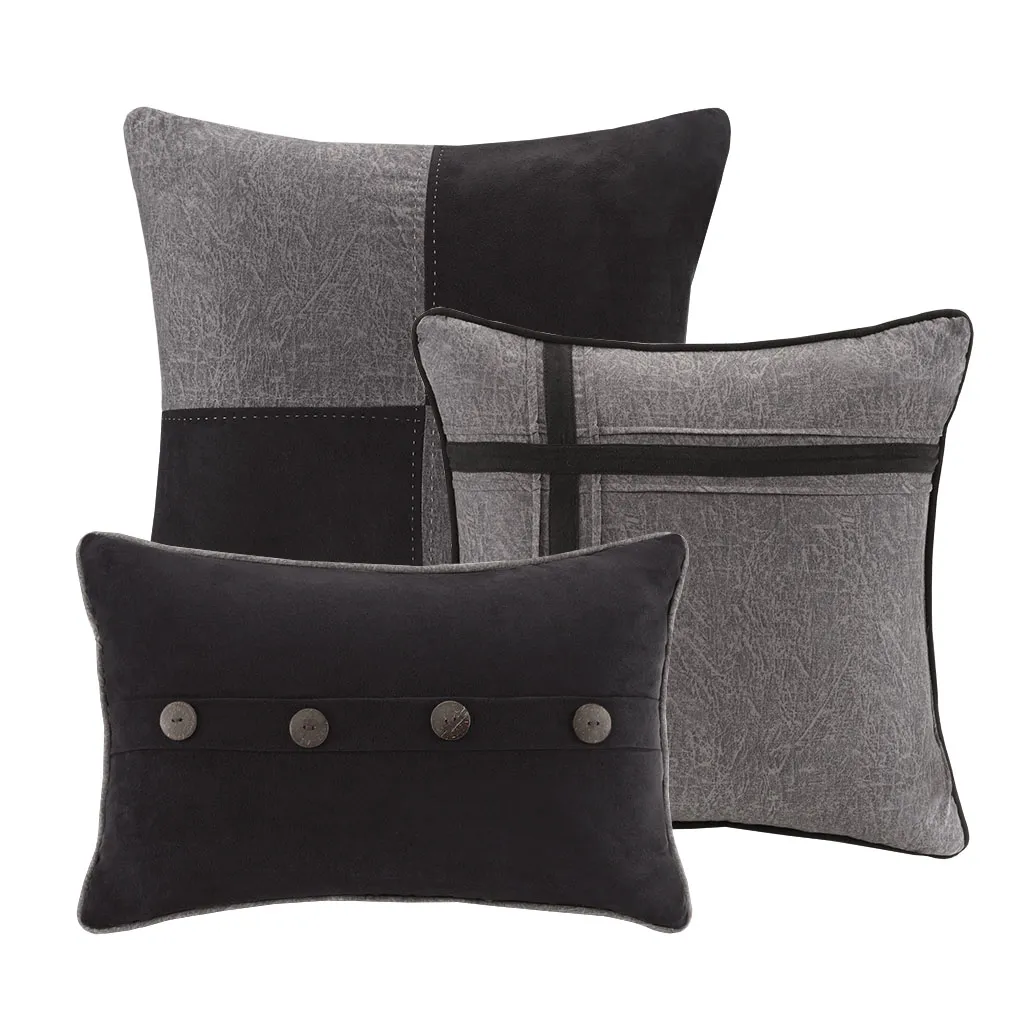 Boone Queen 7 Piece Faux Suede Comforter Set - Grey - Image 3