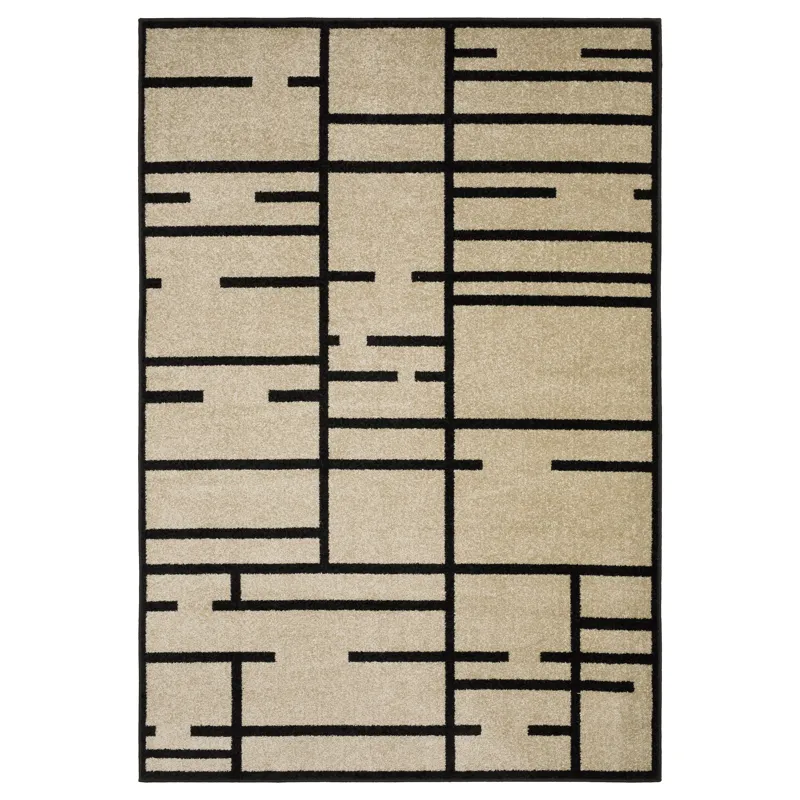 Quinn Beige Geometric Rug 5\' 3\" X 7\'