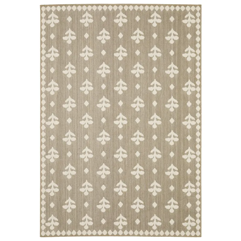 Zarina Beige Border Rug 5\' 3\" X 7\' 3\"