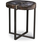 Black Petrified Wood Accent Table, Large