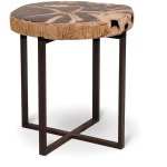 Black Petrified Wood Accent Table, Large