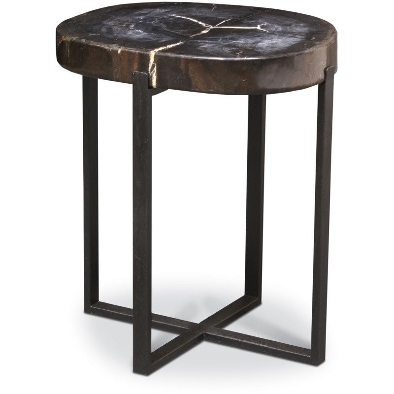 Black Petrified Wood Accent Table, Large