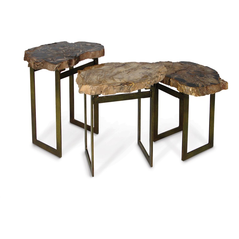 Petrified Wood Waterfall Table, Set Of 3