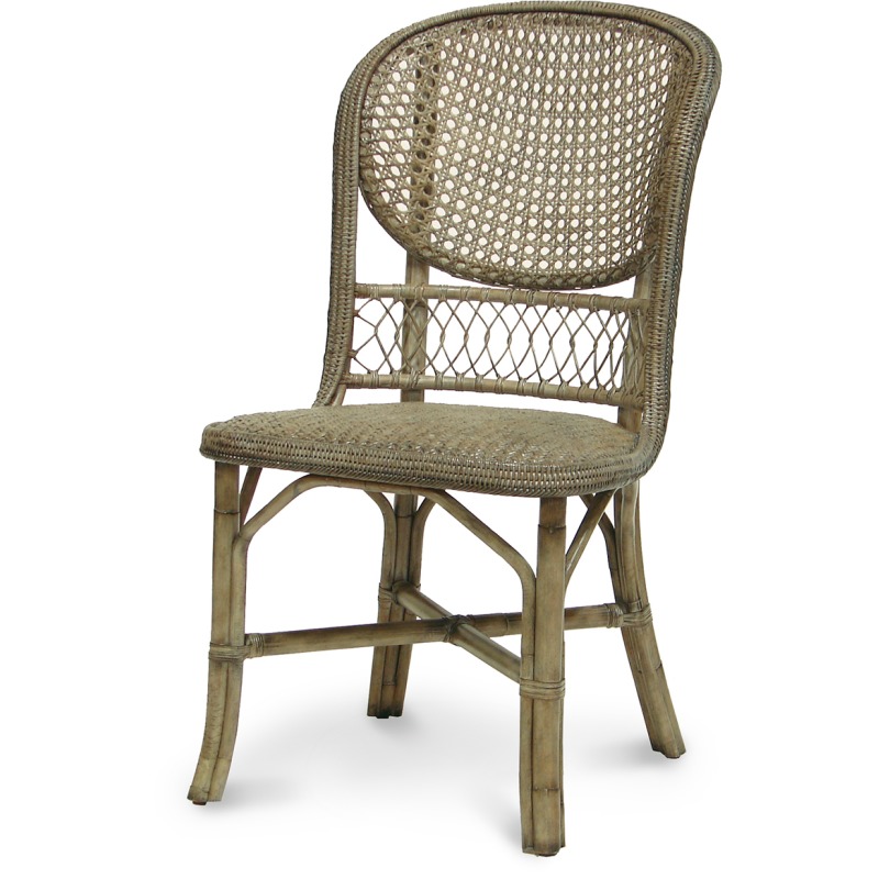 Antique Cane Side Chair, Grey