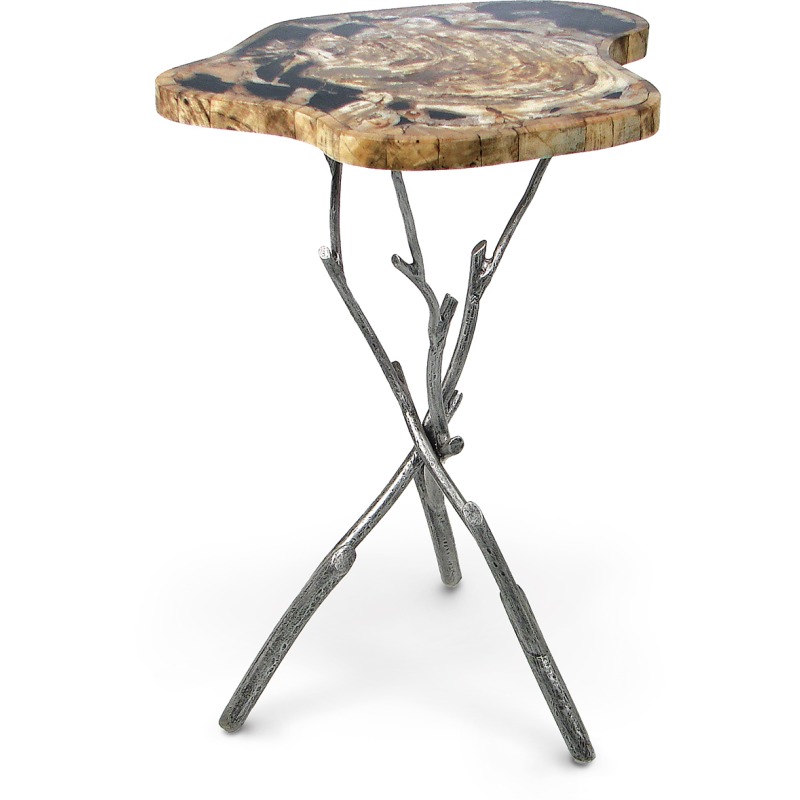 Petrified Wood Inlaid Side Table With Twig Legs By Palecek