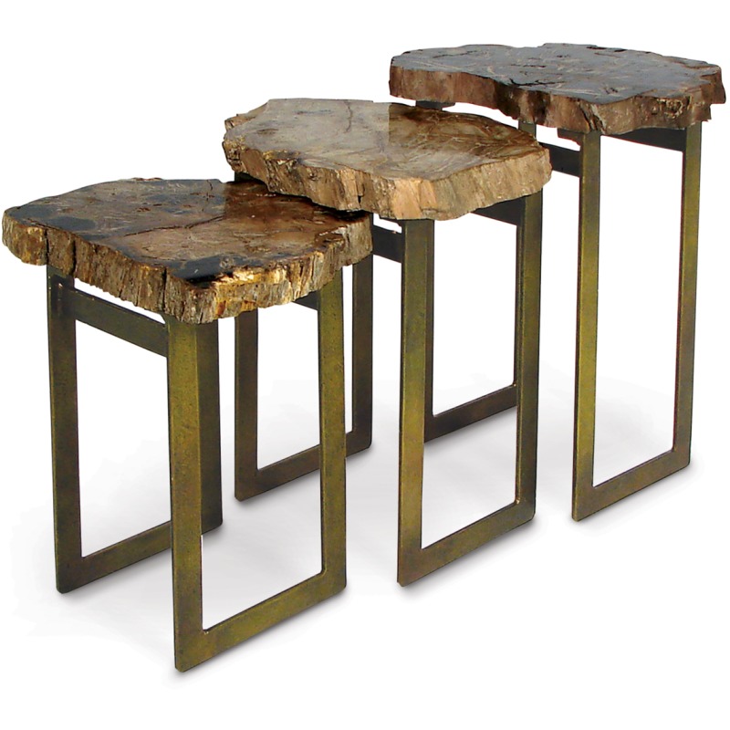 Petrified Wood Waterfall Table, Set Of 3