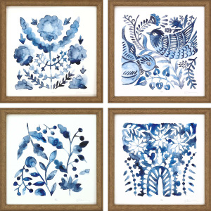 Indigo Ornament I S/4 Framed Art