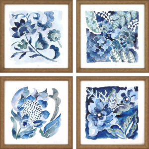 Indigo Ornament II S/4 Framed Art