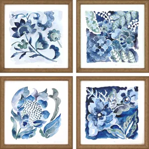 Indigo Ornament II S/4 Framed Art