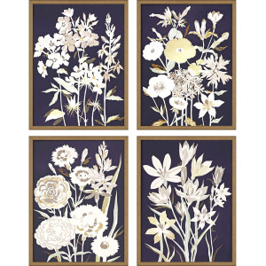 Midnight Florals S/4 Framed Art