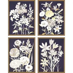 Midnight Florals S/4 Framed Art